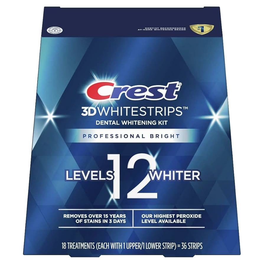 【タイムセール】クレスト　crest whitening Crest 3DWhitestrips Professional Bright, Enamel-Safe, No